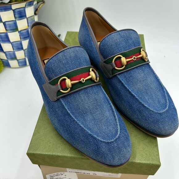 Men’s Gucci horse bit denim loafers size 10 made in Italy - Picture 1 of 10